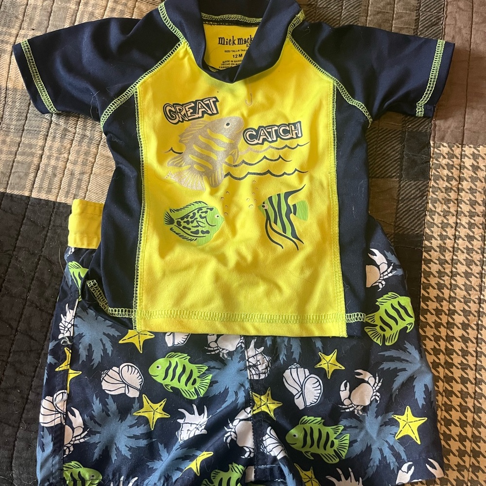 Mick Mack Kids Rashguard Set - Navy and Yellow